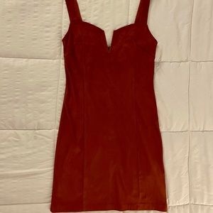 Rust Faux Suede Mini Dress